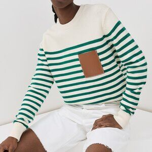 Staud Sunset Sweater with Stripe and Leather Pocket